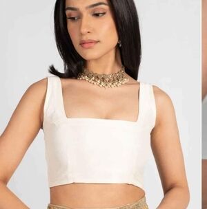 The Saree Room Diya Blouse- Elegant Cream Sleeveless Top
